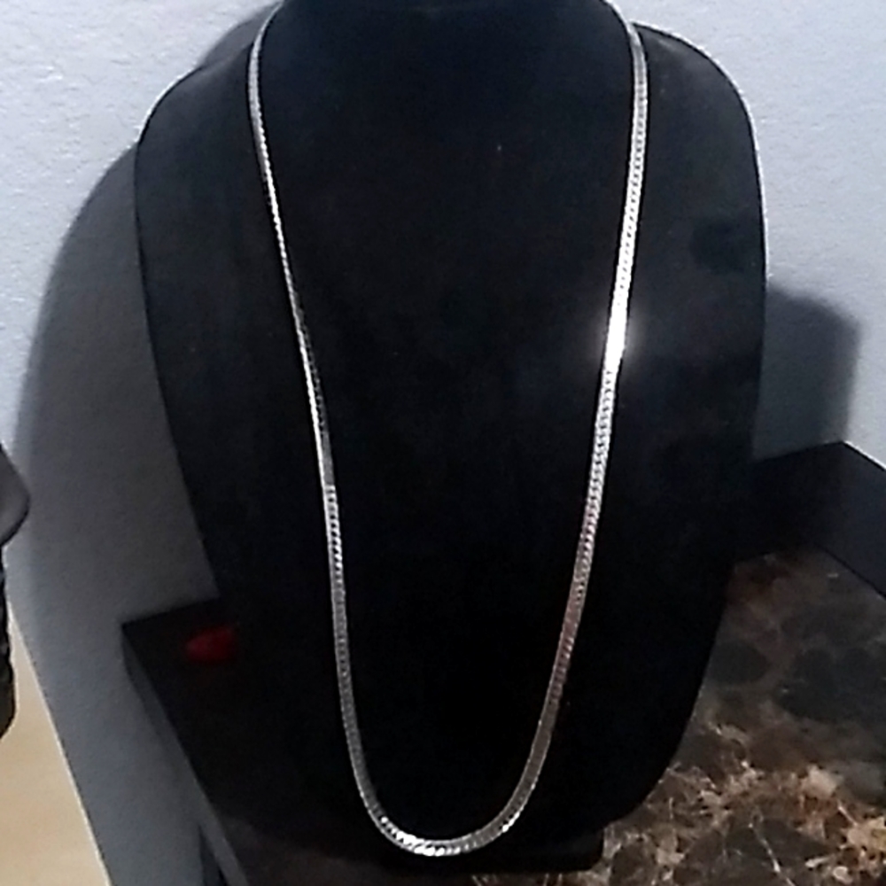 Vintage Long 14kt Silver Toned Clasp Necklace